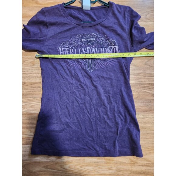 Harley Davidson Women Long Sleeves T-Shirt Purple Size Large Quebec Local Dealer - Picture 7 of 10